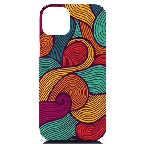 Swirly, Abstract, Multi Colored, Pattern, iPhone 14 Plus Black UV Print Case from ArtsNow.com Front