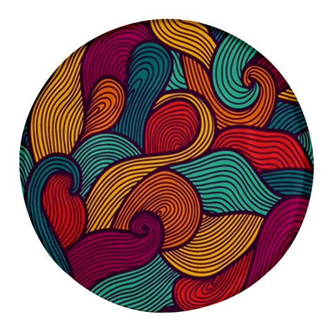 Swirly, Abstract, Multi Colored, Pattern, Round Glass Fridge Magnet (4 pack) from ArtsNow.com Front