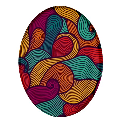 Swirly, Abstract, Multi Colored, Pattern, Oval Glass Fridge Magnet (4 pack) from ArtsNow.com Front