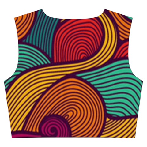 Swirly, Abstract, Multi Colored, Pattern, Trumpet Sleeve Cropped Top from ArtsNow.com Back