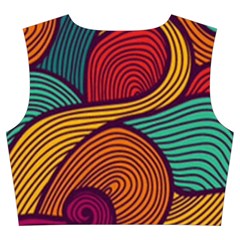 Swirly, Abstract, Multi Colored, Pattern, Trumpet Sleeve Cropped Top from ArtsNow.com Back