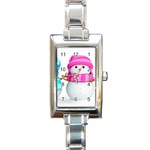 Two Snowmen, Rectangle Italian Charm Watch