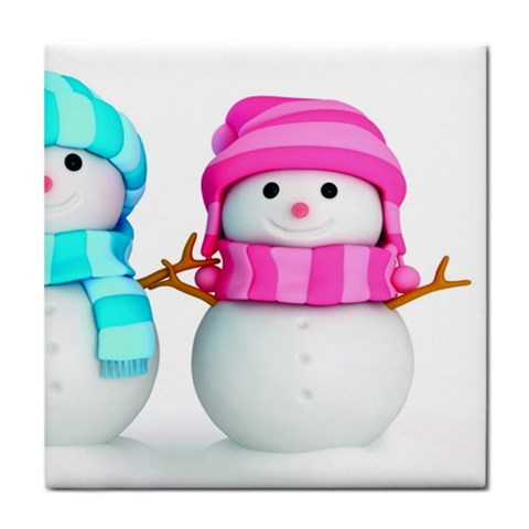 Two Snowmen, Tile Coaster from ArtsNow.com Front