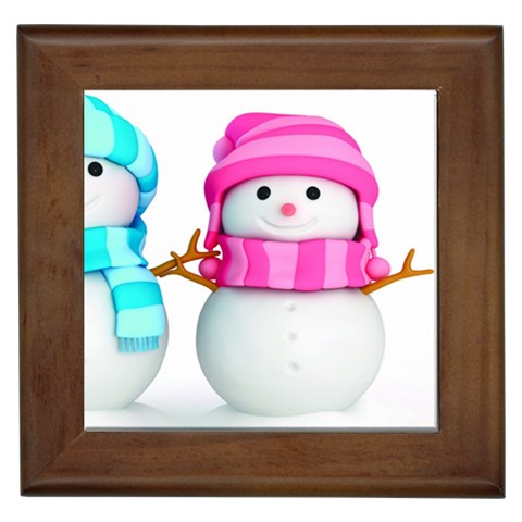 Two Snowmen, Framed Tile from ArtsNow.com Front