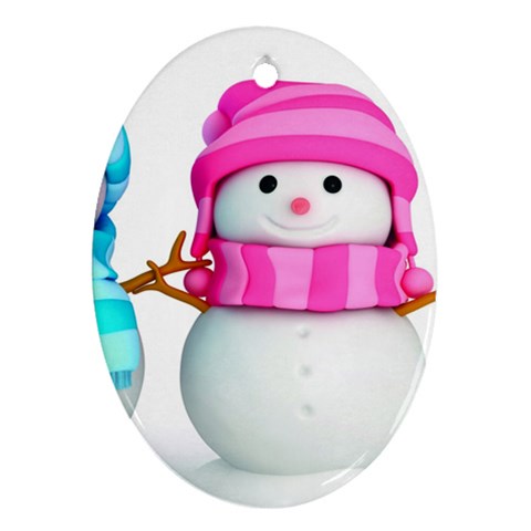 Two Snowmen, Ornament (Oval) from ArtsNow.com Front