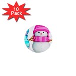 Two Snowmen, 1  Mini Buttons (10 pack) 