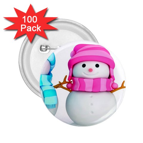 Two Snowmen, 2.25  Buttons (100 pack)  from ArtsNow.com Front