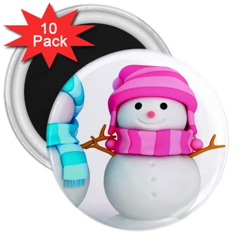 Two Snowmen, 3  Magnets (10 pack)  from ArtsNow.com Front