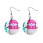 Two Snowmen, Mini Button Earrings