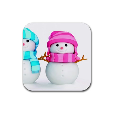 Two Snowmen, Rubber Coaster (Square) from ArtsNow.com Front