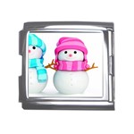 Two Snowmen, Mega Link Italian Charm (18mm)