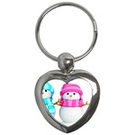 Two Snowmen, Key Chain (Heart)