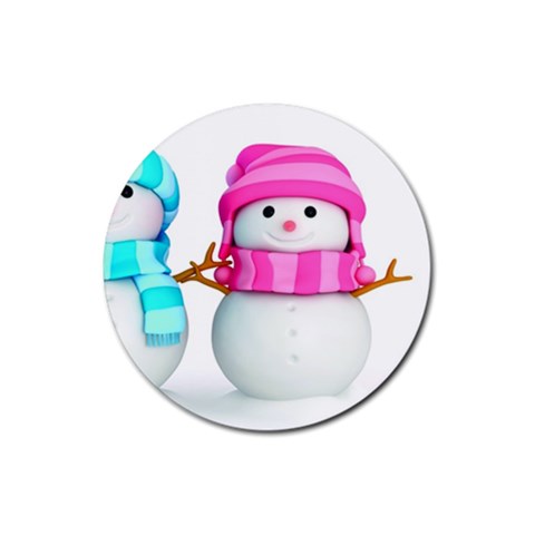 Two Snowmen, Rubber Coaster (Round) from ArtsNow.com Front