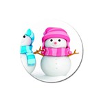 Two Snowmen, Magnet 3  (Round)