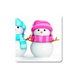 Two Snowmen, Square Magnet