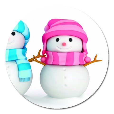 Two Snowmen, Magnet 5  (Round) from ArtsNow.com Front