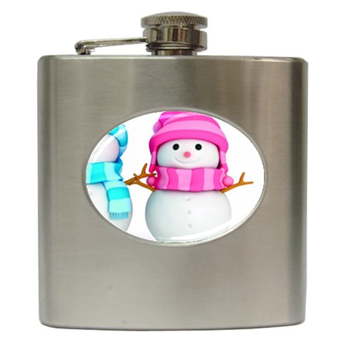 Two Snowmen, Hip Flask (6 oz) from ArtsNow.com Front