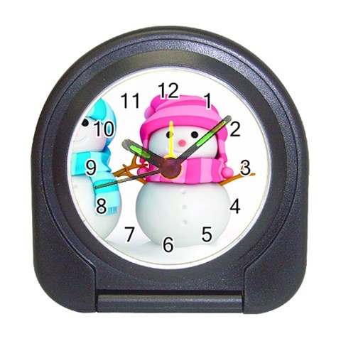 Two Snowmen, Travel Alarm Clock from ArtsNow.com Front