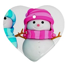 Two Snowmen, Heart Ornament (Two Sides) from ArtsNow.com Back