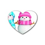 Two Snowmen, Rubber Coaster (Heart)