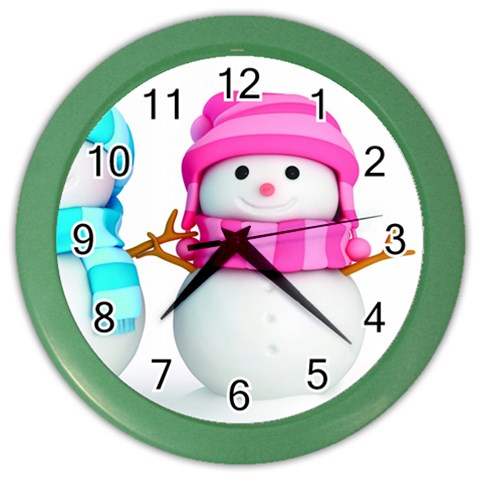 Two Snowmen, Color Wall Clock from ArtsNow.com Front