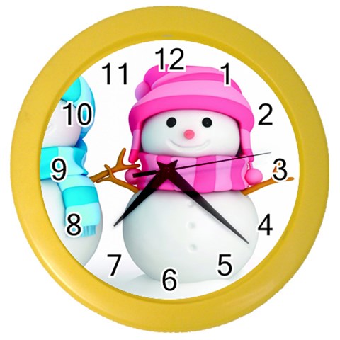 Two Snowmen, Color Wall Clock from ArtsNow.com Front