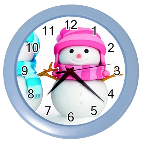 Two Snowmen, Color Wall Clock from ArtsNow.com Front