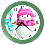 Two Snowmen, Color Wall Clock