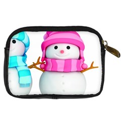 Two Snowmen, Digital Camera Leather Case from ArtsNow.com Back