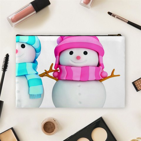 Two Snowmen, Cosmetic Bag (Large) from ArtsNow.com Back