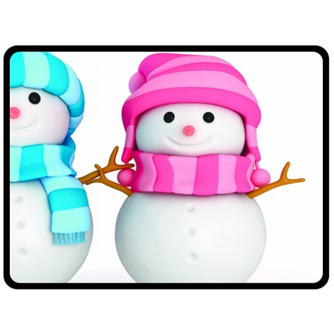 Two Snowmen, Fleece Blanket (Large) from ArtsNow.com 80 x60  Blanket Front