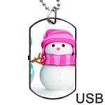 Two Snowmen, Dog Tag USB Flash (One Side)