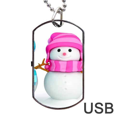 Two Snowmen, Dog Tag USB Flash (Two Sides) from ArtsNow.com Front