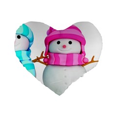 Two Snowmen, Standard 16  Premium Heart Shape Cushions from ArtsNow.com Front