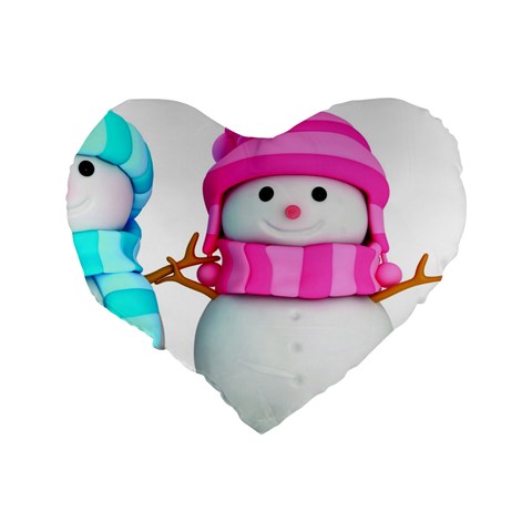 Two Snowmen, Standard 16  Premium Heart Shape Cushions from ArtsNow.com Back