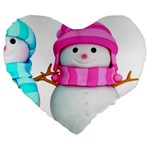 Two Snowmen, Large 19  Premium Heart Shape Cushions