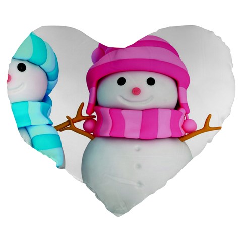 Two Snowmen, Large 19  Premium Heart Shape Cushions from ArtsNow.com Back