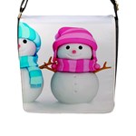 Two Snowmen, Flap Closure Messenger Bag (L)