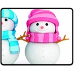 Two Snowmen, Two Sides Fleece Blanket (Medium)