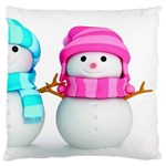 Two Snowmen, Standard Premium Plush Fleece Cushion Case (One Side)