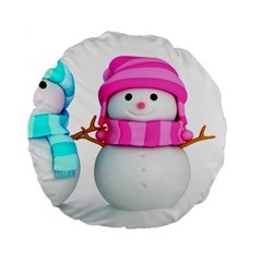 Two Snowmen, Standard 15  Premium Flano Round Cushions from ArtsNow.com Front