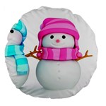 Two Snowmen, Large 18  Premium Flano Round Cushions