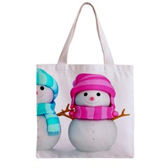 Two Snowmen, Zipper Grocery Tote Bag from ArtsNow.com Front