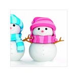 Two Snowmen, Square Satin Scarf (30  x 30 )