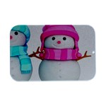 Two Snowmen, Open Lid Metal Box (Silver)  