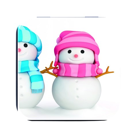 Two Snowmen, Square Metal Box (Black) from ArtsNow.com Front