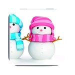 Two Snowmen, Square Metal Box (Black)