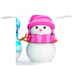 Two Snowmen, Lightweight Drawstring Pouch (XL) from ArtsNow.com Back