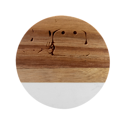 Two Snowmen, Marble Wood Coaster (Round) from ArtsNow.com Front