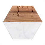 Two Snowmen, Marble Wood Coaster (Hexagon) 